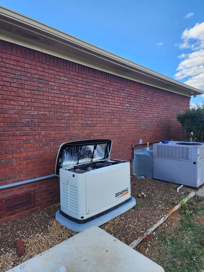Generac whole-home standby generator installed by A2Z Plumbing, Gas and Electric at a home in Huntsville, AL